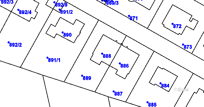 Parcela st. 888 v KÚ Braník, Katastrální mapa