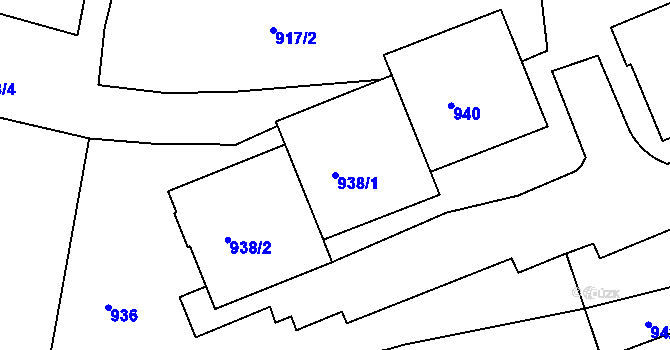 Parcela st. 938/1 v KÚ Braník, Katastrální mapa