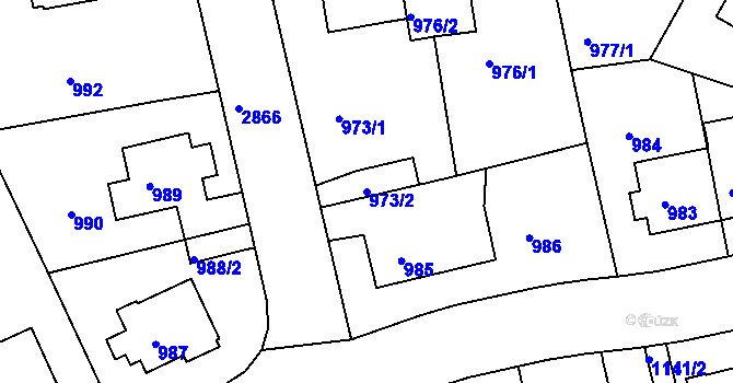 Parcela st. 973/2 v KÚ Braník, Katastrální mapa