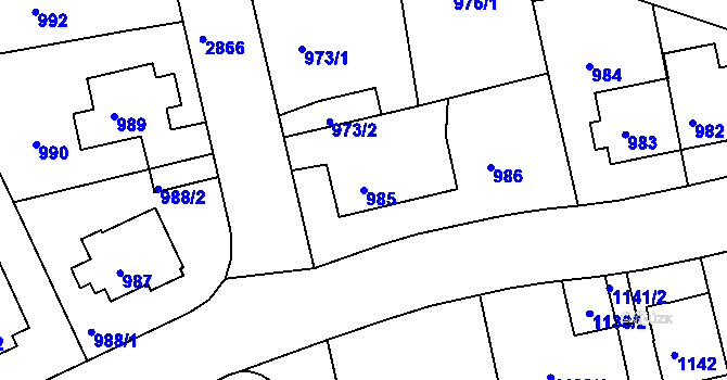 Parcela st. 985 v KÚ Braník, Katastrální mapa