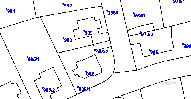Parcela st. 988/2 v KÚ Braník, Katastrální mapa