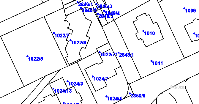 Parcela st. 1022/71 v KÚ Braník, Katastrální mapa