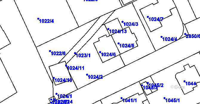 Parcela st. 1024/6 v KÚ Braník, Katastrální mapa