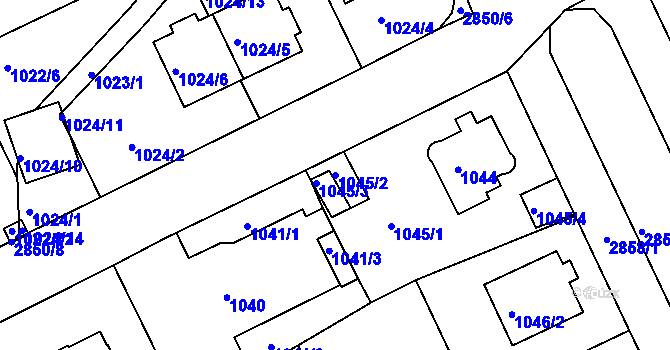 Parcela st. 1045/2 v KÚ Braník, Katastrální mapa