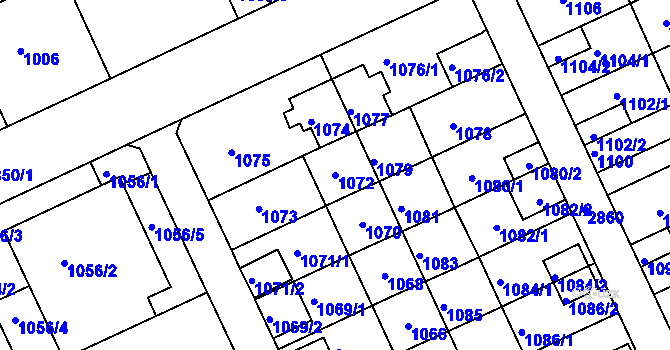 Parcela st. 1072 v KÚ Braník, Katastrální mapa
