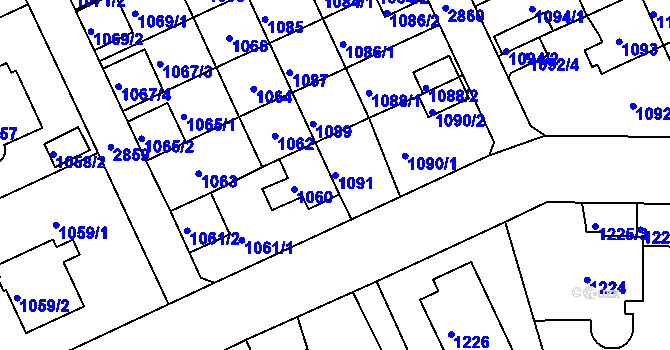 Parcela st. 1091 v KÚ Braník, Katastrální mapa