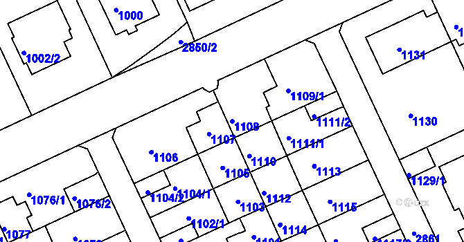 Parcela st. 1108 v KÚ Braník, Katastrální mapa