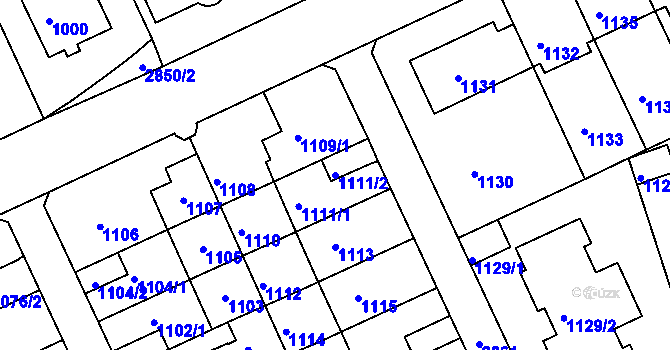 Parcela st. 1111/2 v KÚ Braník, Katastrální mapa