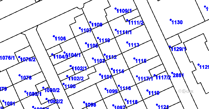 Parcela st. 1112 v KÚ Braník, Katastrální mapa