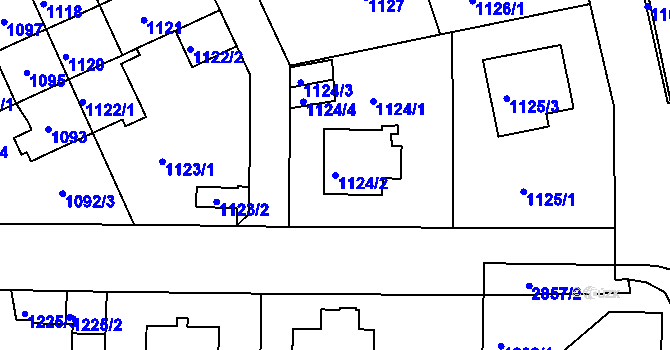 Parcela st. 1124/2 v KÚ Braník, Katastrální mapa
