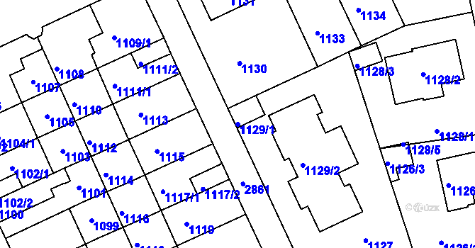 Parcela st. 1129/1 v KÚ Braník, Katastrální mapa