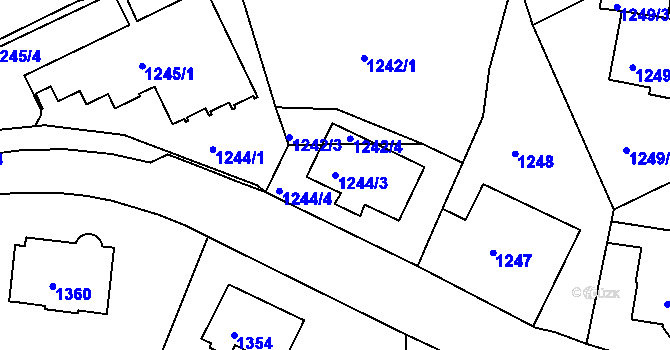 Parcela st. 1244/3 v KÚ Braník, Katastrální mapa