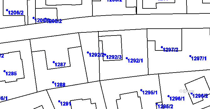 Parcela st. 1292/3 v KÚ Braník, Katastrální mapa