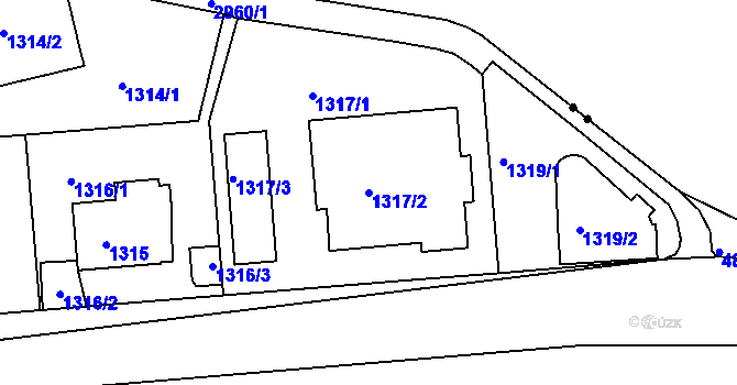 Parcela st. 1317/2 v KÚ Braník, Katastrální mapa
