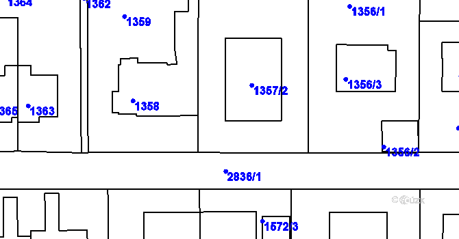 Parcela st. 1357/3 v KÚ Braník, Katastrální mapa