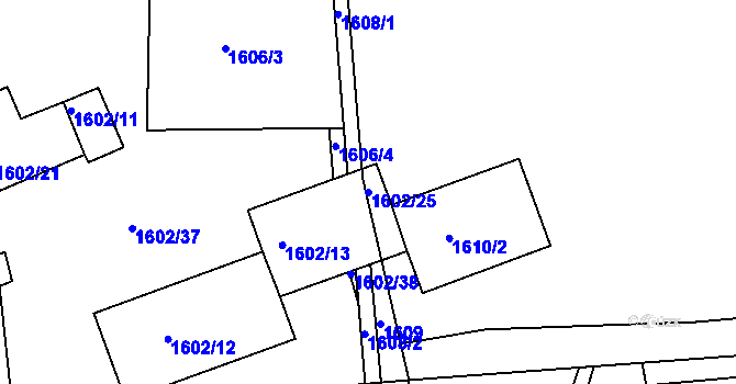 Parcela st. 1602/25 v KÚ Braník, Katastrální mapa