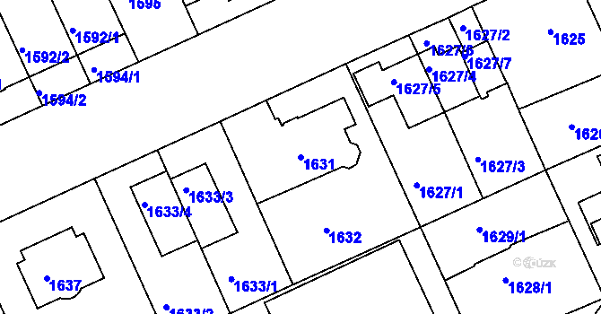 Parcela st. 1631 v KÚ Braník, Katastrální mapa