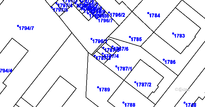 Parcela st. 1787/4 v KÚ Braník, Katastrální mapa