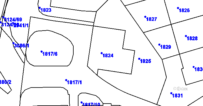 Parcela st. 1824 v KÚ Braník, Katastrální mapa