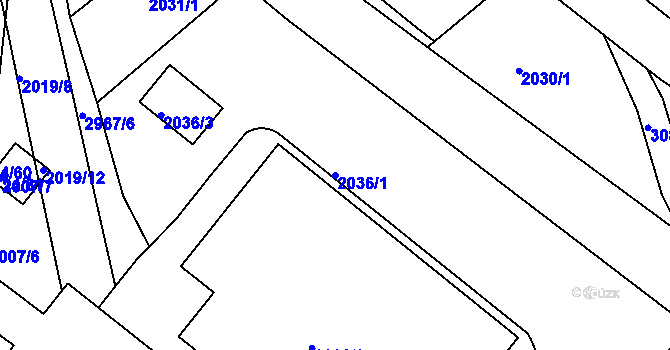 Parcela st. 2036/1 v KÚ Braník, Katastrální mapa