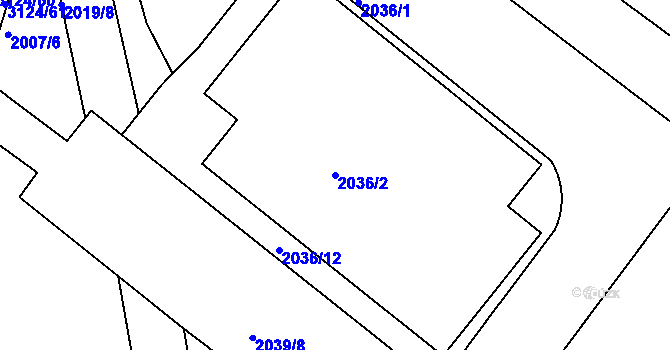 Parcela st. 2036/2 v KÚ Braník, Katastrální mapa