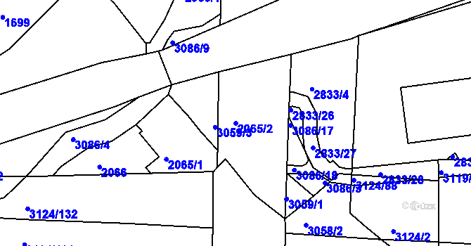 Parcela st. 2065/2 v KÚ Braník, Katastrální mapa