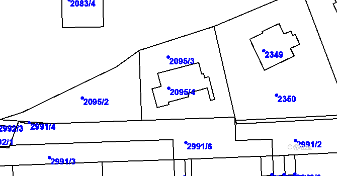 Parcela st. 2095/4 v KÚ Braník, Katastrální mapa