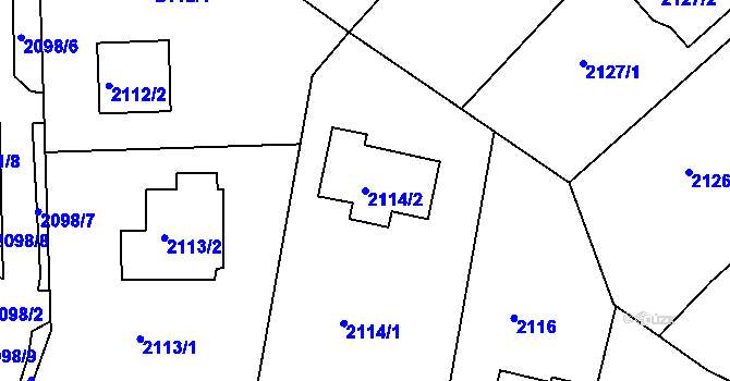 Parcela st. 2114/2 v KÚ Braník, Katastrální mapa