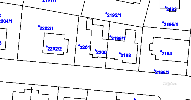 Parcela st. 2200 v KÚ Braník, Katastrální mapa