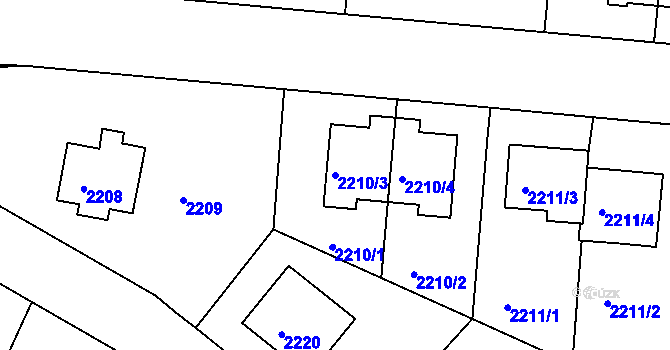 Parcela st. 2210/3 v KÚ Braník, Katastrální mapa