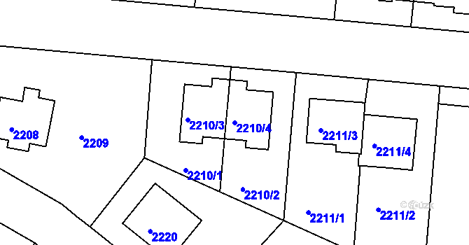 Parcela st. 2210/4 v KÚ Braník, Katastrální mapa