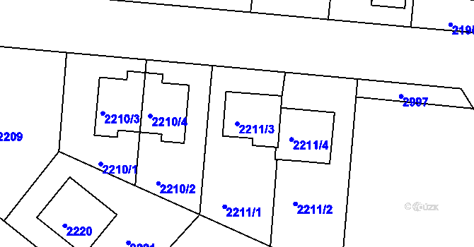Parcela st. 2211/3 v KÚ Braník, Katastrální mapa