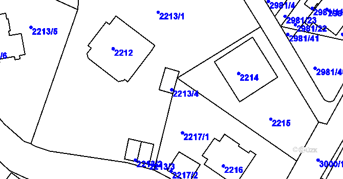 Parcela st. 2213/4 v KÚ Braník, Katastrální mapa