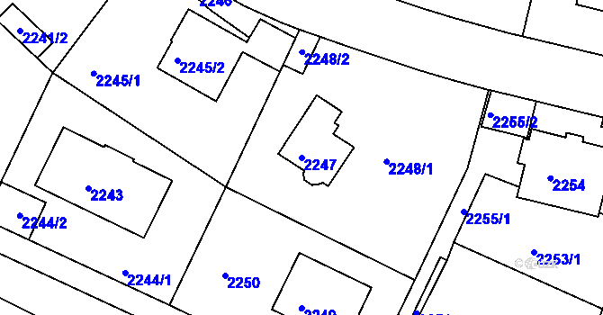 Parcela st. 2247 v KÚ Braník, Katastrální mapa