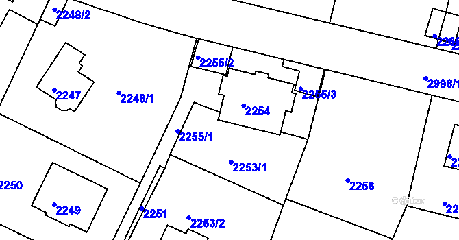 Parcela st. 2253/3 v KÚ Braník, Katastrální mapa