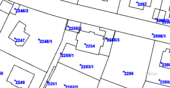 Parcela st. 2254 v KÚ Braník, Katastrální mapa