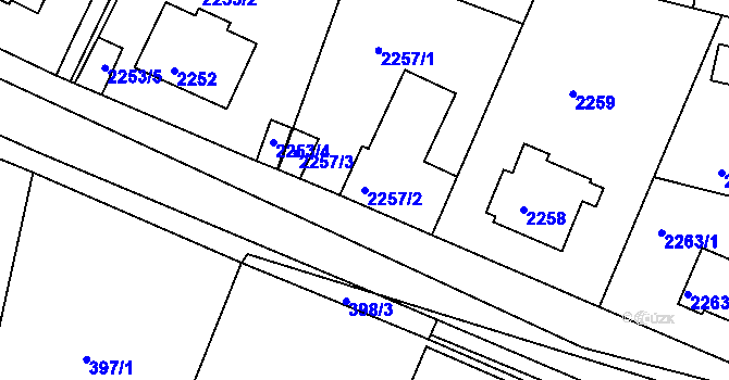 Parcela st. 2257/2 v KÚ Braník, Katastrální mapa