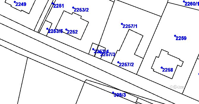 Parcela st. 2257/3 v KÚ Braník, Katastrální mapa