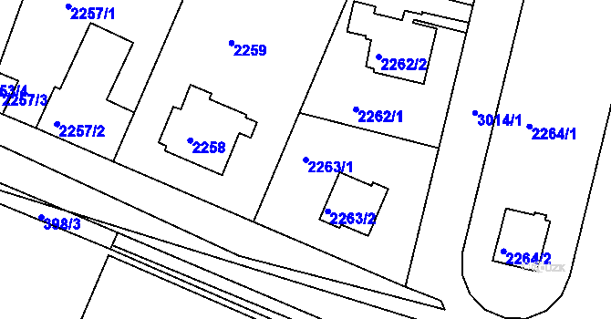 Parcela st. 2263/1 v KÚ Braník, Katastrální mapa