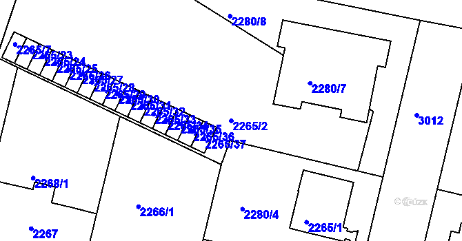 Parcela st. 2265/2 v KÚ Braník, Katastrální mapa
