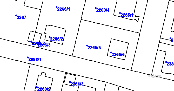 Parcela st. 2265/5 v KÚ Braník, Katastrální mapa