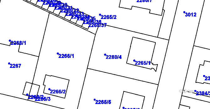 Parcela st. 2280/4 v KÚ Braník, Katastrální mapa