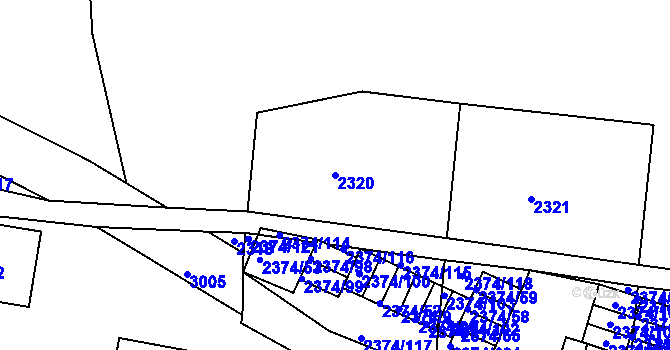 Parcela st. 2320 v KÚ Braník, Katastrální mapa