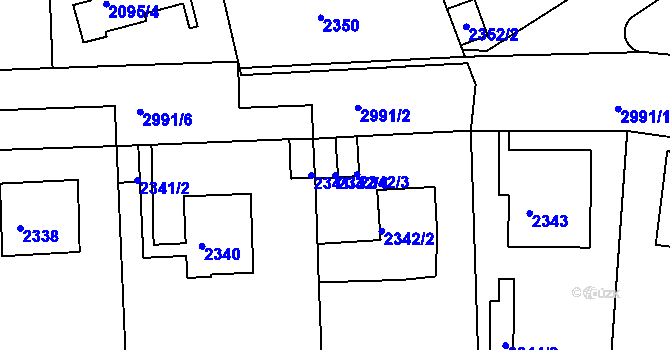 Parcela st. 2342/4 v KÚ Braník, Katastrální mapa