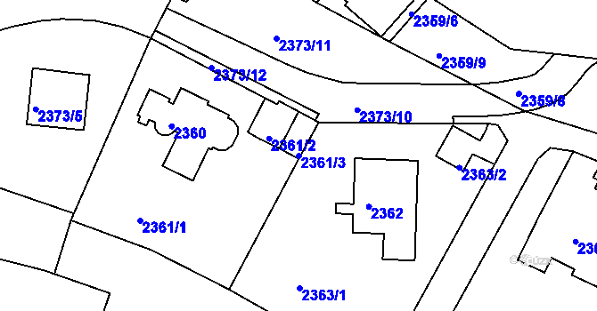 Parcela st. 2361/3 v KÚ Braník, Katastrální mapa