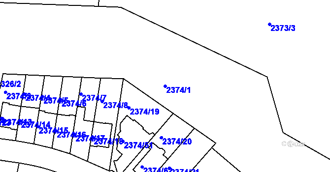 Parcela st. 2374/1 v KÚ Braník, Katastrální mapa