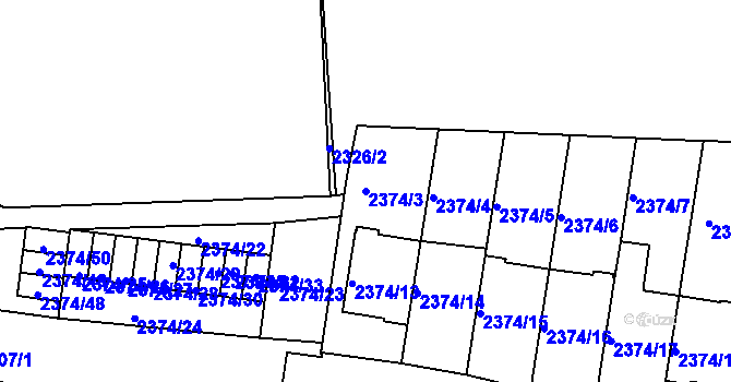 Parcela st. 2374/3 v KÚ Braník, Katastrální mapa