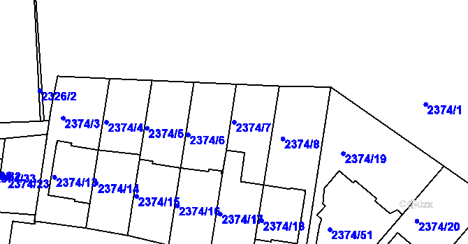 Parcela st. 2374/7 v KÚ Braník, Katastrální mapa