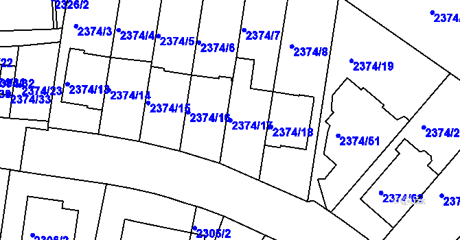 Parcela st. 2374/17 v KÚ Braník, Katastrální mapa