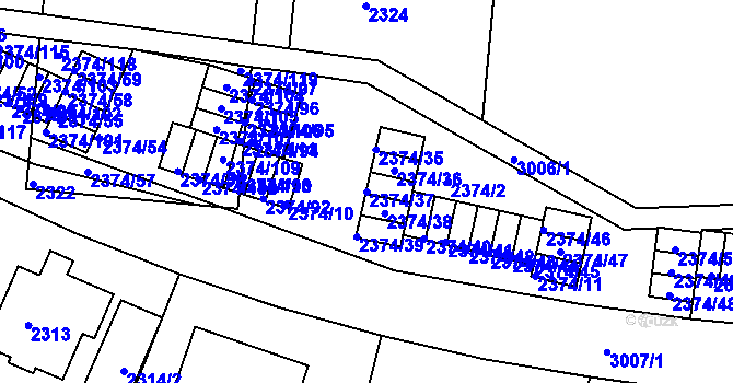 Parcela st. 2374/37 v KÚ Braník, Katastrální mapa